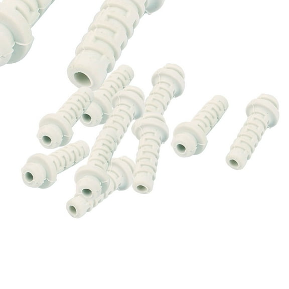 Unique Bargains 10pcs 3mm Inner Dia Rubber Strain Relief Cord Boot Protector Cable Sleeve White