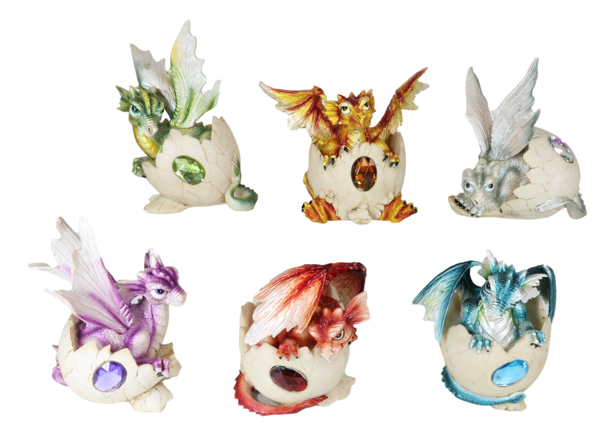 Twelve Month Birthstone Dragon Egg Statue Set Colored Gem Stone Birthday Dragons
