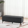 thumbnail image 3 of BarberPub Waiting Room Chairs Salon Furniture, Office Reception Bench, Ottoman Bench Lobby Guest Chairs for Entryway, Store, Faux Leather W704(Dark Grey), 3 of 9