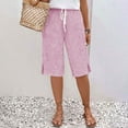 thumbnail image 5 of UVEASISHA Bermuda Shorts for Women Knee Length Cotton Linen Capris Summer 2025 Lightweight Straight Leg Beach Shorts with Pockets Pink M, 5 of 8