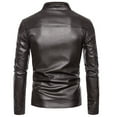 thumbnail image 4 of HAPIMO Men's Flight Large Size Leather Jacket Clip Cotton Jacket With Long Zipper Cuffs Jacket Fashion Casual Long Sleeve Work Outwear Fall Winter Holiday Coffee L, 4 of 5