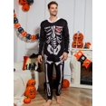 thumbnail image 3 of Men 1pc Halloween Skeleton Print Sleep Jumpsuit, 3 of 5