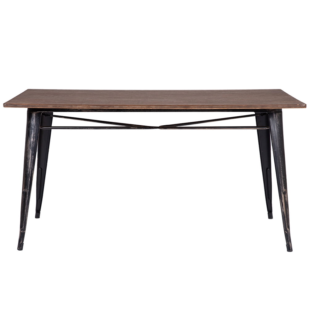 Lowestbest Antique Rectangular Dining Table with Metal Legs, Distressed Black Lowestbest Antique Rectangular Dining Table with Metal Legs, Distressed Black