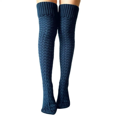 

RUEWEY Women Knee High Socks Cable Knit Over Knee Socks Long Socks Striped Socks Thigh High Stockings Leg Warmers Cotton Stocking