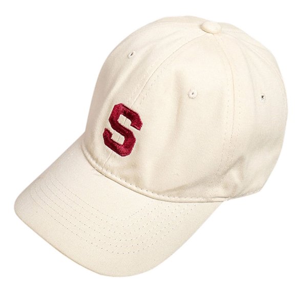 Penkiiy S Letter Baseball Cap Dad Hat Polo Cap Adjustable Unisex Cotton One Size L White