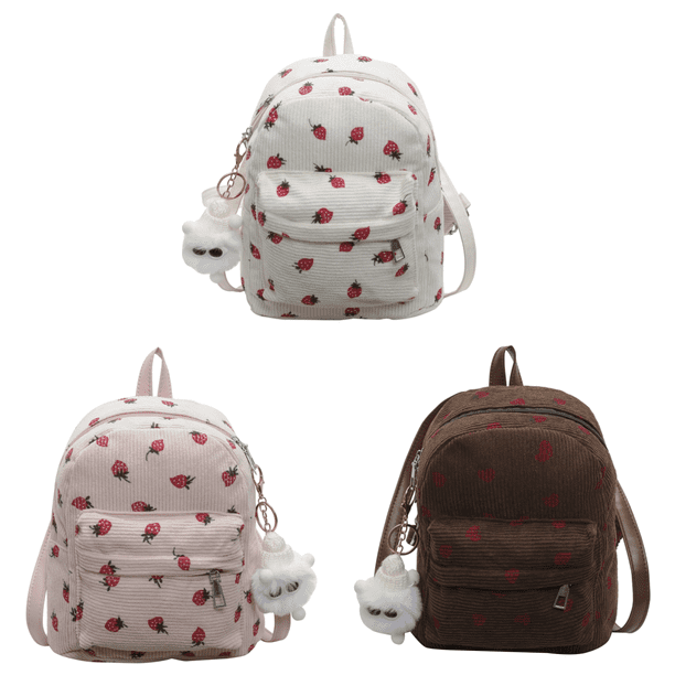 Mini Mochila para Niñas Adolescentes Fresa Librero Pana () Blanco