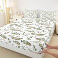 thumbnail image 5 of Manfei Watercolor Bass Fish King Sheets, Fishing Gear Bedding, White Green, 4 Pieces, 1 Flat Sheet, 1 Fitted Sheet and 2 Pillowcases, 5 of 6