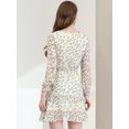 thumbnail image 4 of INSPIRE CHIC Robe à Manches Longues Florale pour Femmes avec Ceinture, Taille Élastique et Ourlet à Volants, 4 of 5