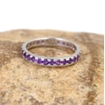 thumbnail image 2 of Amethyst Ring Wedding Ring Full Eternity Band Stacking Anniversary Gift 925 Sterling Silver Gemstone Jewelry For Women Gift, 2 of 5