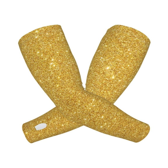 Vsdgher Gold Shiny Pattern Cooling Arm Sleeves for Men & Women, Breathable, UV Sun Protection, Sports Arm Sleeves for Women, Men & Youth