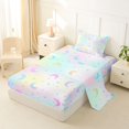 thumbnail image 2 of Manfei Cute Cartoon Moon Twin Sheets,Dreamy Stars Polka Dot Bedding,Pink Teal,3-Piece,1 Flat Sheet,1 Fitted Sheet and 1 Pillowcase, 2 of 6