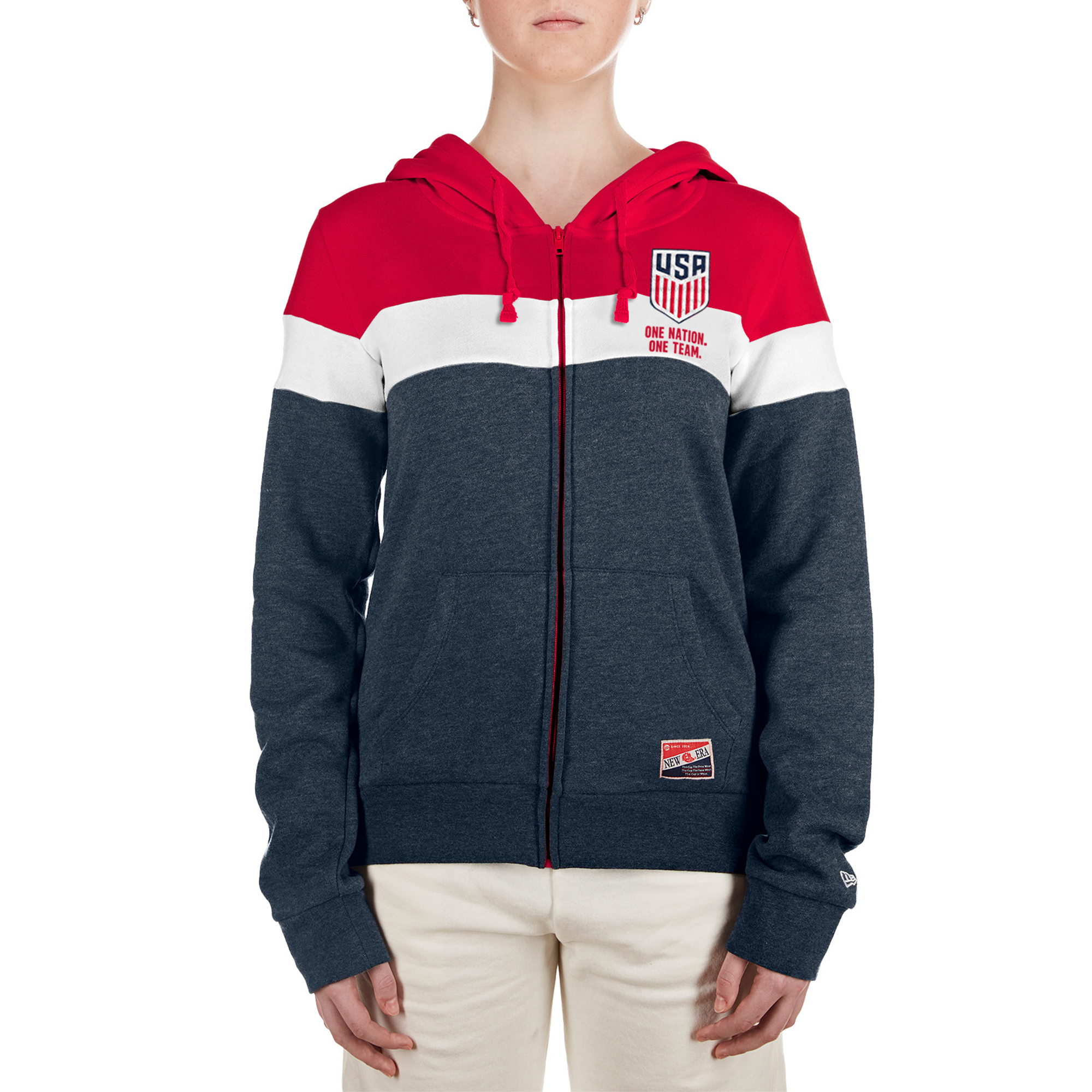 Women's New Era Navy USMNT Throwback Full-Zip Hoodie Jacket