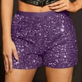 thumbnail image 2 of RongHuan Sequin Shorts for Women Glitter Sparkly High Waisted Elastic Party Mini Shorts Summer Fashion Slim Fit Clubwear, 2 of 9