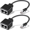 thumbnail image 1 of Extensión de red RJ45 para Cat5/Cat5e/Cat6/Cat7, paquete de 2 conectores de puerto LAN de doble puerto, adaptador divisor de cable Ethernet, 1 of 5