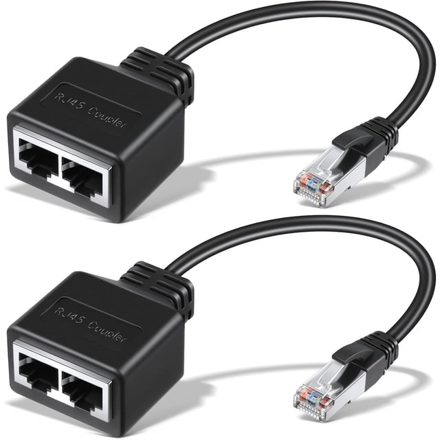 Extensión de red RJ45 para Cat5/Cat5e/Cat6/Cat7, paquete de 2 conectores de puerto LAN de doble puerto, adaptador divisor de cable Ethernet