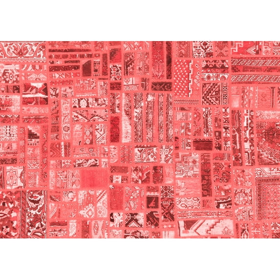Ahgly Company Indoor Rectangle Patchwork Red Transitional Area Rugs, 2' x 4'