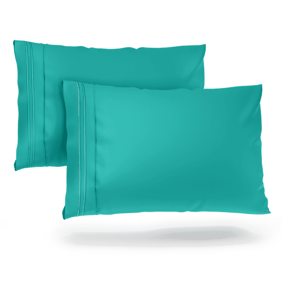 Cosy House Collection Pillowcases Standard Size - Turquoise Luxury Pillow Case Set of 2 - Fits Queen Size Pillows - Premium Super Soft Hotel Quality - Cool & Wrinkle Free