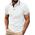 thumbnail image 2 of WIZUTIZ Men's Button-Down Shirt Solid Color Short Sleeve Turndown Collar Everyday Shirt Moisture Wicking Breathable Lightweight Summer Sports Top, 2 of 5