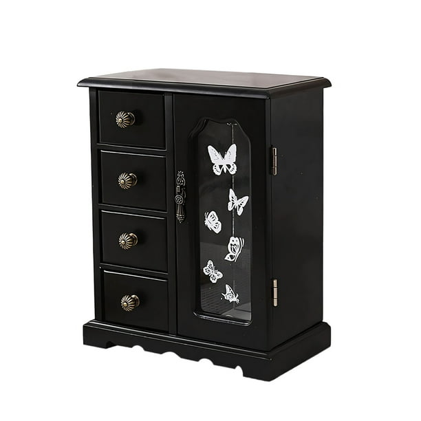 ShinYu Joyero de Madera Kendal para Mujer, Regalo de Graduación, Organizador de Joyas Sólido, Regalos de Día, Estuche de Madera con Espejo para Collares, Pendientes y Anillos.
