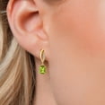 thumbnail image 3 of Gem Stone King 10K Yellow Gold Green Peridot and Lab Grown Diamond Stud Dangle Earrings for Women | 1.25 Cttw | Gemstone August Birthstone | Emerald Cut 6X4MM, 3 of 6