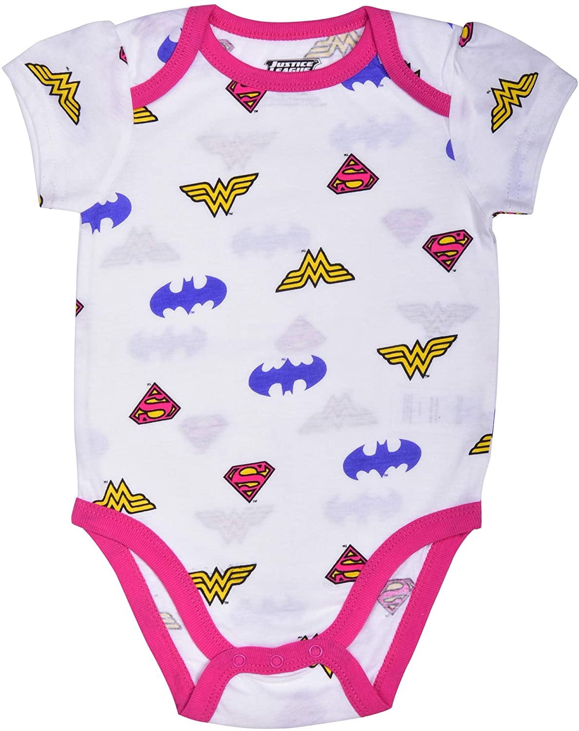 Warner Bros Girl's 5-Pack Justice League Shot Sleeve Baby Onesie Creepers