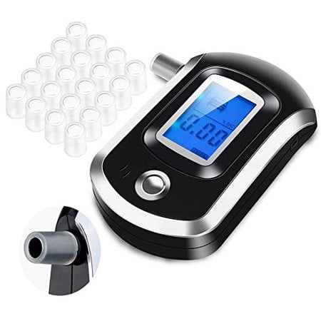 Breath Blood Alcohol Tester, Portable Breathalyzer w/ Free 20 Mouthpieces, LCD Digital Alcohol BAC Tester Detector Battery Power Highly-Accurate Alcohol Sensors Screener Personal & Professional Use