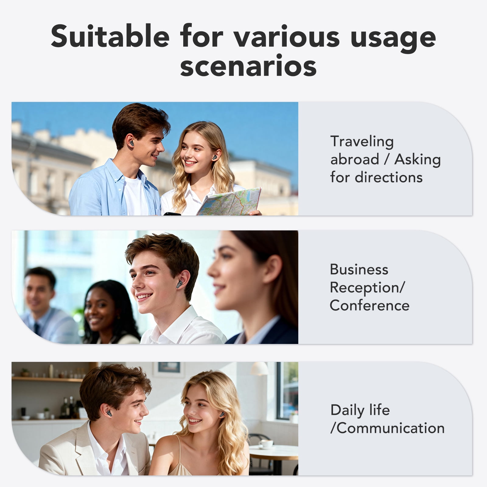 HTC NE68 Wireless Earbuds Touch Screen Bluetooth AI Translation Headphones 8 Modes to Cope with Various Scenarious Noise Cancelling Transparency Mode