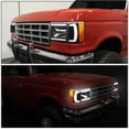 thumbnail image 4 of DNA Motoring For 87-91 Ford F150 F250 F350 Bronco LED DRL Black Amber Corner Headlight Lamp Pair, 4 of 9