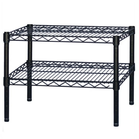 Shelving Inc. 8"d x 48"w x 14"h Black Wire Shelving with 2 Tier Shelves, Weight Capcity 300lbs Per Shelf
