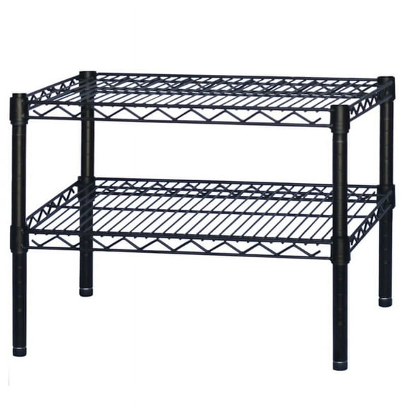 Shelving Inc. 8"d x 24"w x 14"h Black Wire Shelving with 2 Tier Shelves, Weight Capcity 300lbs Per Shelf