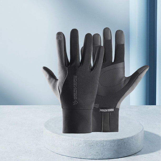 Guantes cálidos de invierno Pantalla táctil Hombres termales Mujeres, de vellón Material estirado Guantes de ejercicio a prueba para ci gris oscuro m
