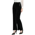thumbnail image 4 of Allegra K Women's Sparkle Velvet Elastic High Waist  Flare Leg Pants, 4 of 6