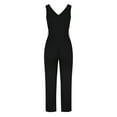 thumbnail image 5 of Odeerbi Women Jumpsuit Rompers Overalls Summer Sleeveless High Waisted Solid Color Straight Pants Romper Pants Jumpsuits+Belt Black, 5 of 8
