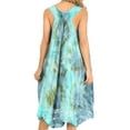 thumbnail image 2 of Sakkas Magy Women's Casual Summer Sleeveless Loose Tank Dress Tie-dye Floral Print - OliveGrey - One Size, 2 of 5