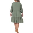 thumbnail image 3 of Agnes Orinda Plus Size Dress for Womens V Neck Tie Lace Sleeve Casual Summer Ruffle Hem Midi Flowy Dress, 3 of 5