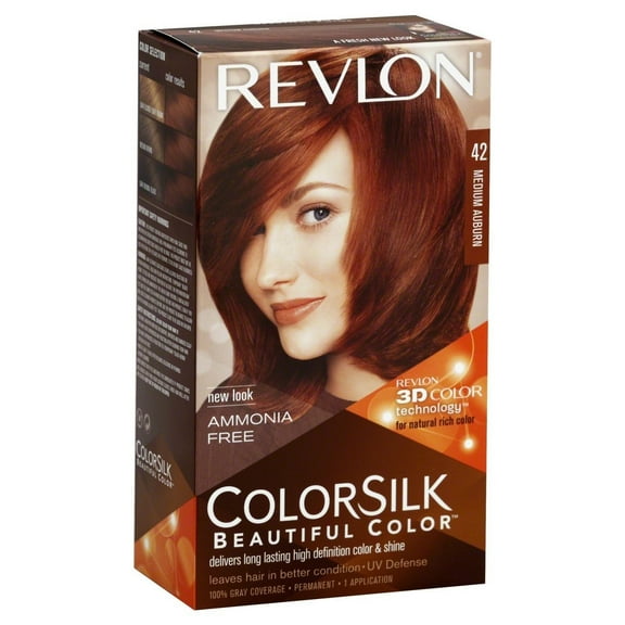 Revlon Colorsilk Beautiful Permanent Hair Color, 42 Medium Auburn, 12 Pack