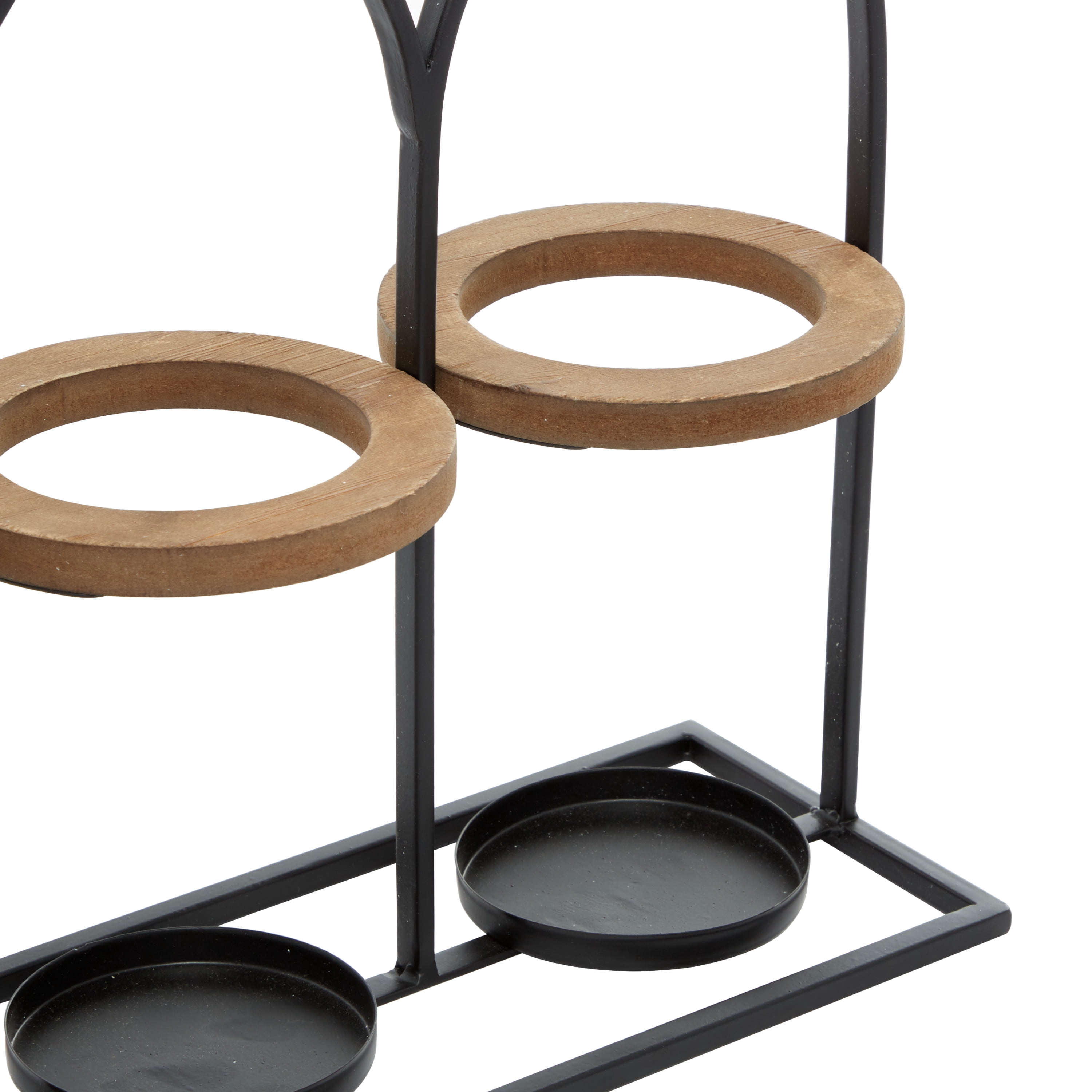 DecMode 17" x 16" Black Metal Bottle Shaped 3 Bottles Wine Holder, 1-Piece
