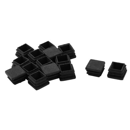Image of Plastic Square Floor Protector Pipe Bung Tube Insert Black 20mm x 20mm 15pcs
