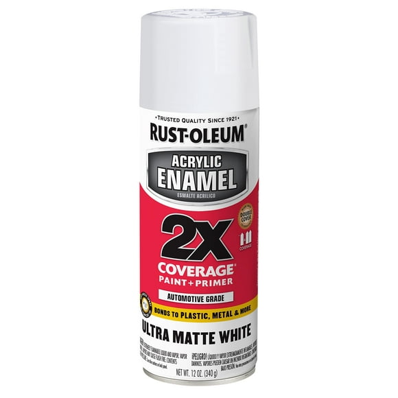 Rust-Oleum 372700 Acrylic Enamel 2X Spray Paint, 12 oz, Ultra Matte White