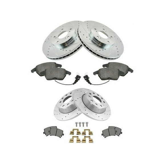 Front and Rear Brake Pad and Rotor Kit - Compatible with 2009 - 2016 Volkswagen CC FWD 2010 2011 2012 2013 2014 2015