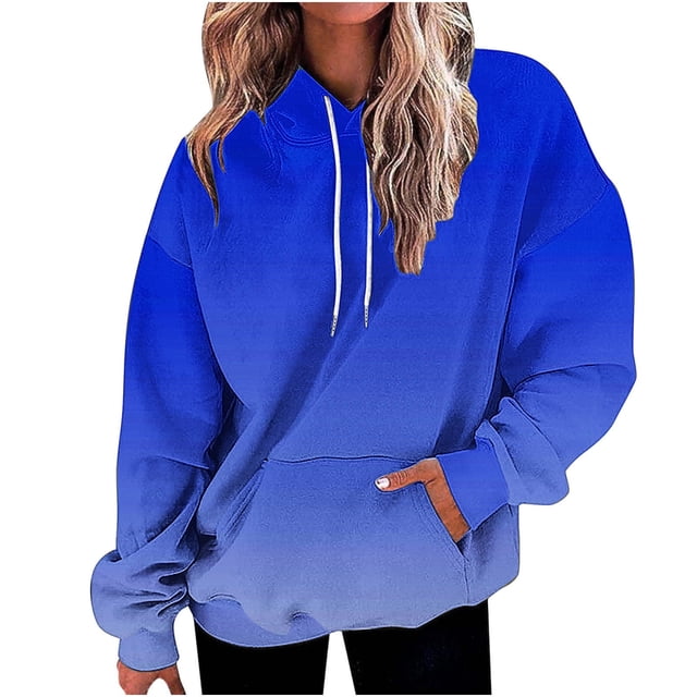 Hvobtty Sweat à Capuche pour Femmes, Manches Longues, Automne et Hiver, Imprimé Dégradé, avec Poche