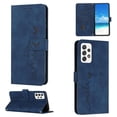 thumbnail image 1 of For Samsung A73 Case 5G Wallet Cover, PU Leather Kickstand Credit Card Pocket Slots Wrist Strap Magnetic Folio Heart Patterned Embossed Flip Cover for Samsung Galaxy A73 5G, Blue, 1 of 11