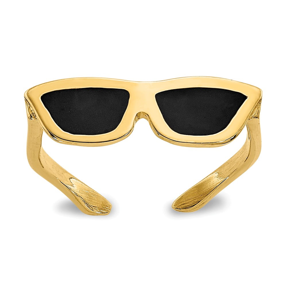 Real 14kt Yellow Gold Enameled Sunglasses Toe Ring; for Adults and Teens; for Women and Men