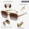thumbnail image 5 of Sunier Retro Pilot Sunglasses for Women Men Double-Bridge Vintage 70s Trendy Fashion Tortoise Sun Glasses, 5 of 8