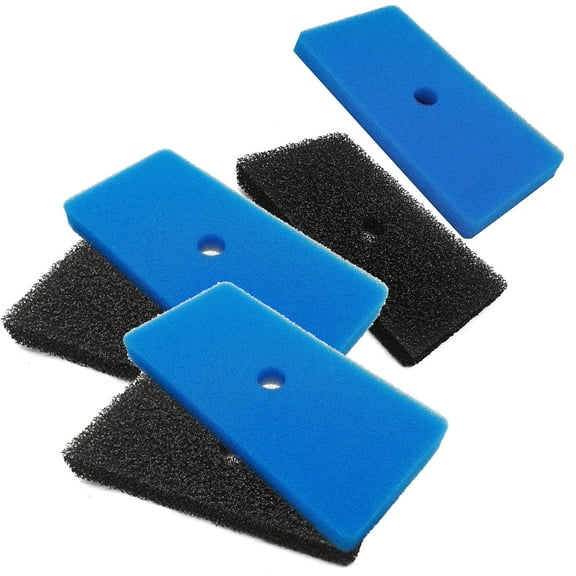 Qzbhct 6 Pack Pond Filter Pads,Coarse and Fine Sponge for Pond Pump Pre-Filter Box Replacement 52231 52229, Blue and Black Filters