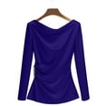thumbnail image 3 of DAFPZW Womens Business Casual Blouses Dressy Work Tops Fall Fashion Boat Neck Pleated Long Sleeve Shirts Business Clothes, 3 of 5