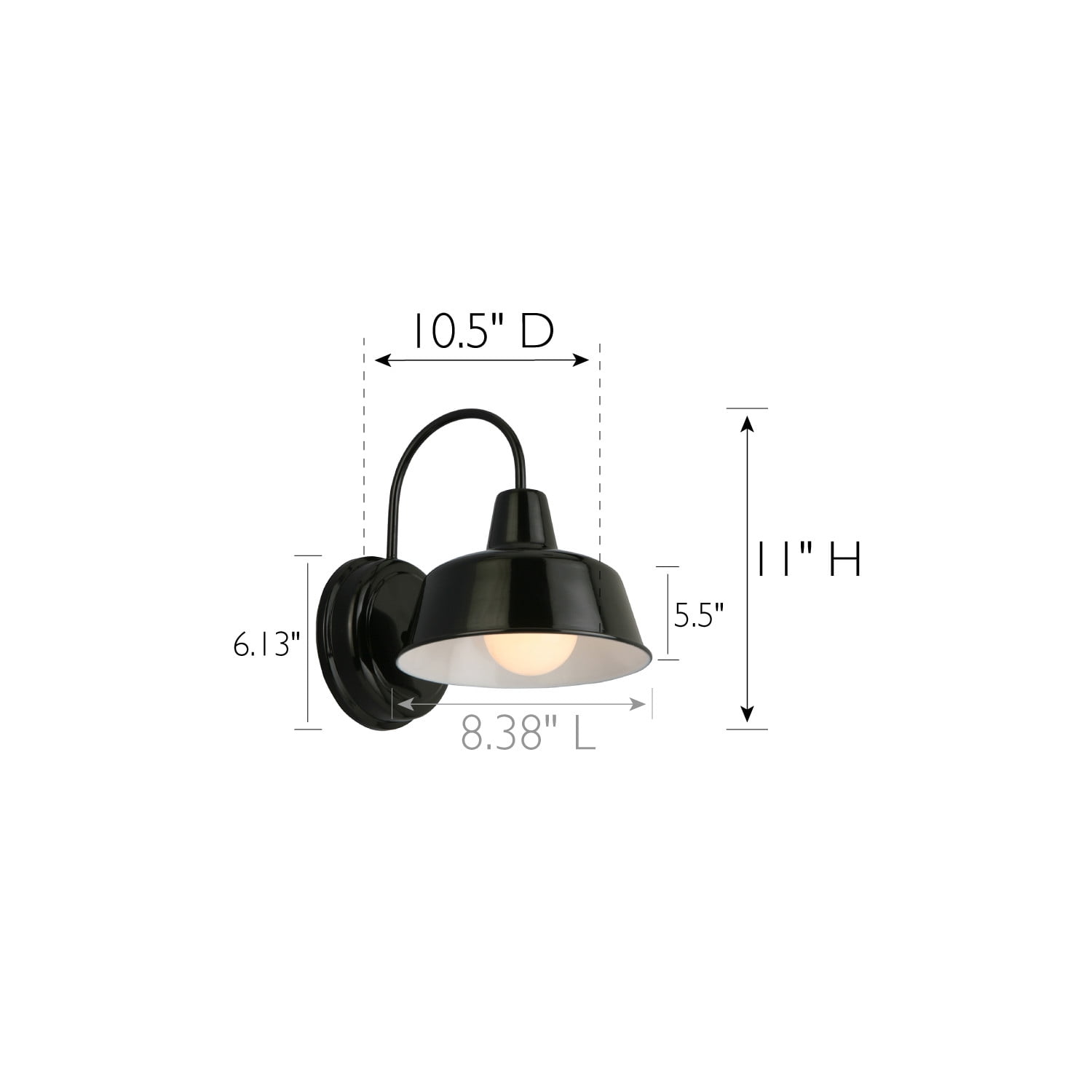 Mason Barn Light Indoor/Outdoor Wall Mount Modern Industrial Farmhouse Design House Wall Light for Patio, Garage, Bathroom, Office, Kitchen, 8-Inch, Satin Black, WM757936