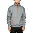 thumbnail image 6 of BRGZLK Boys Sweatshirts Trendy Color Block Stand Collar Long Sleeve Fleece Hoodless Hoodie Quarter Zip Pullover with Pockets Fall Kids Clothes 2026 Gray 5-6 Years, 6 of 8