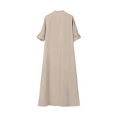 thumbnail image 4 of Vestido Blusa de mujer Maxi vestido elegante holgado elegante vestido simple moda Maxi vestido camisero Kuymtek Caqui T M para Mujer, 4 of 8
