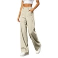 thumbnail image 5 of Oksale Khaki Pants for Women High Waisted Chino Pants with Pockets Trendy Vintage Loose Straight Leg Dress Pants Lightweight Trendy Trousers Gray 2XL, 5 of 8